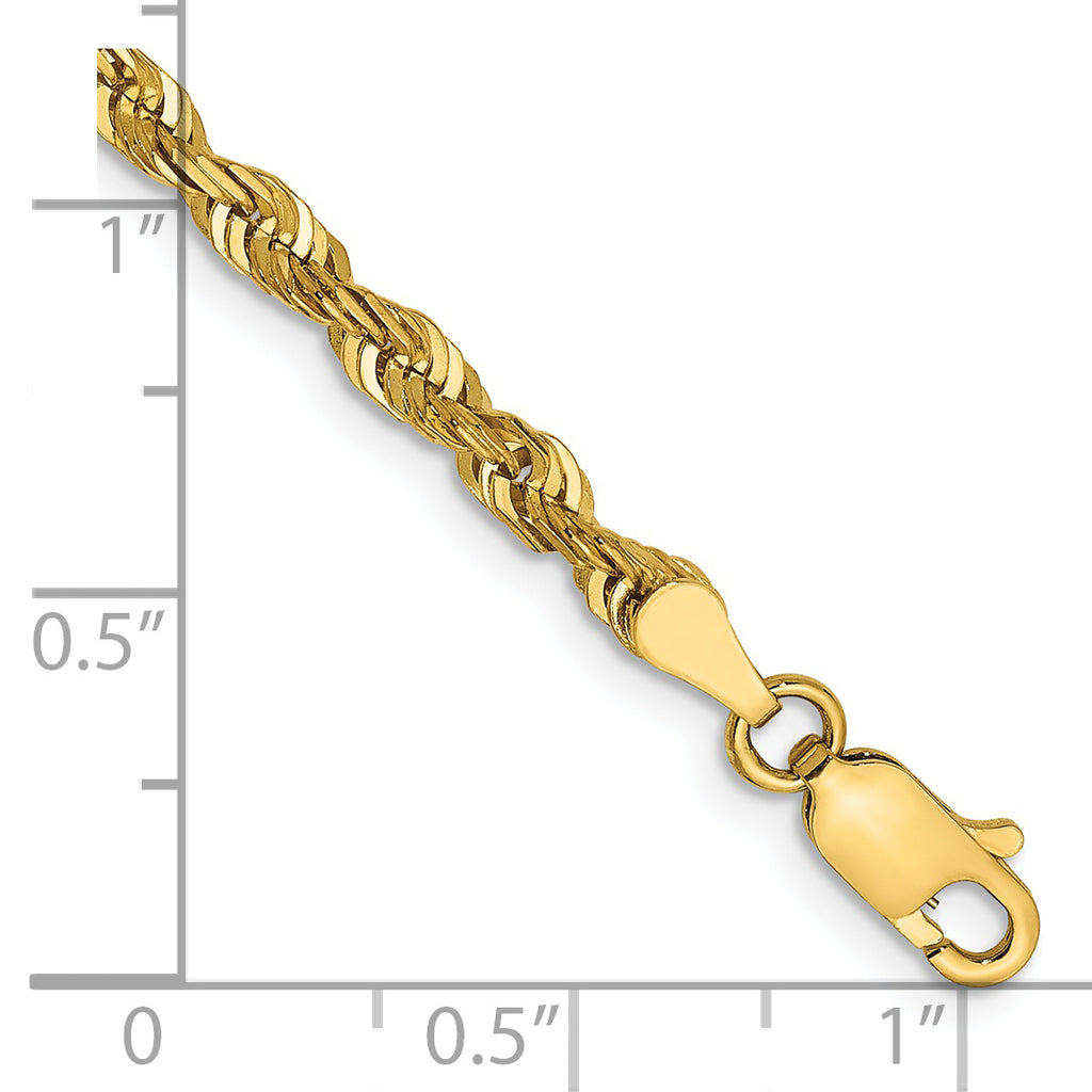 14K 7 inch 4mm Extra Light Diamond-cut Rope with Lobster Clasp Chain