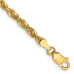 14K 9 inch 4mm Extra Light Diamond-cut Rope with Lobster Clasp Chain