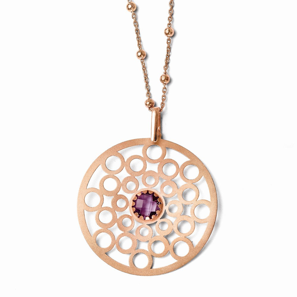 Sophia Jewelers Sterling Silver & Rose-tone Amethyst Necklace Elegant & Gift Ready