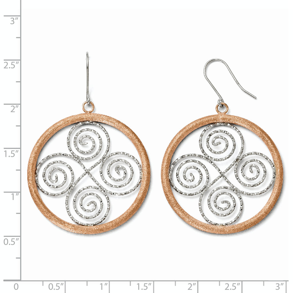 Rose Gold-Plated Sterling Silver Drop Earrings with French Wire, 50mm Elegant Dangle
