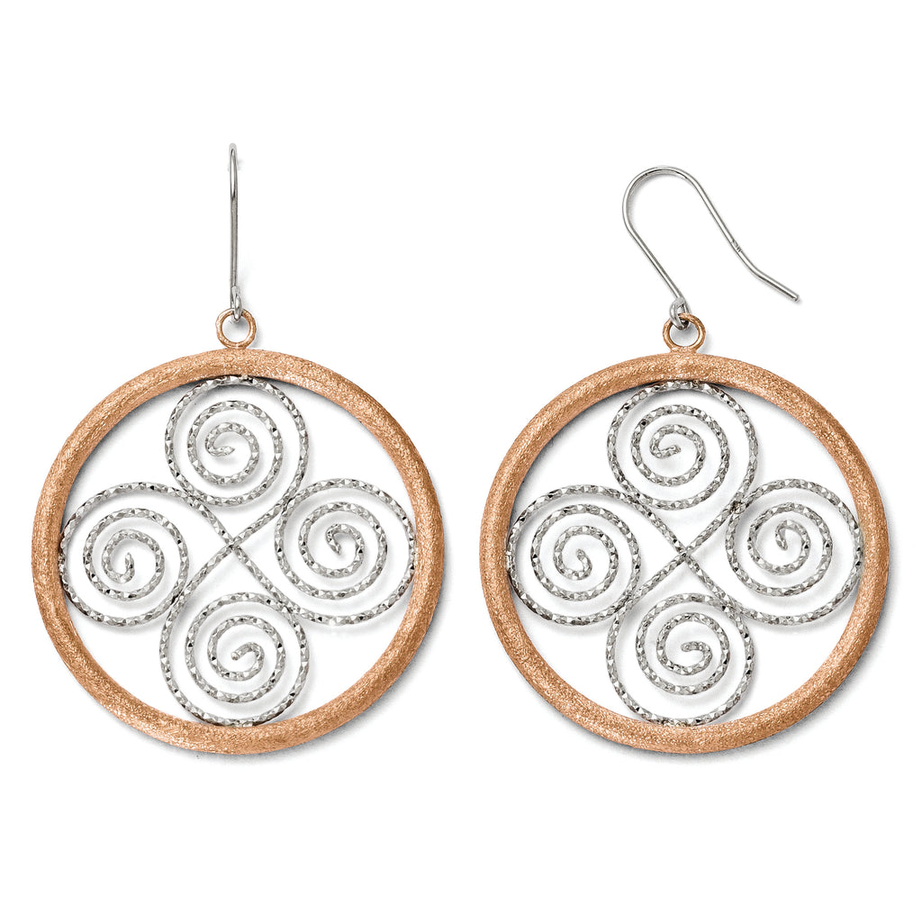 Sterling Silver Rose Gold-plated Shepherd Hook Earrings
