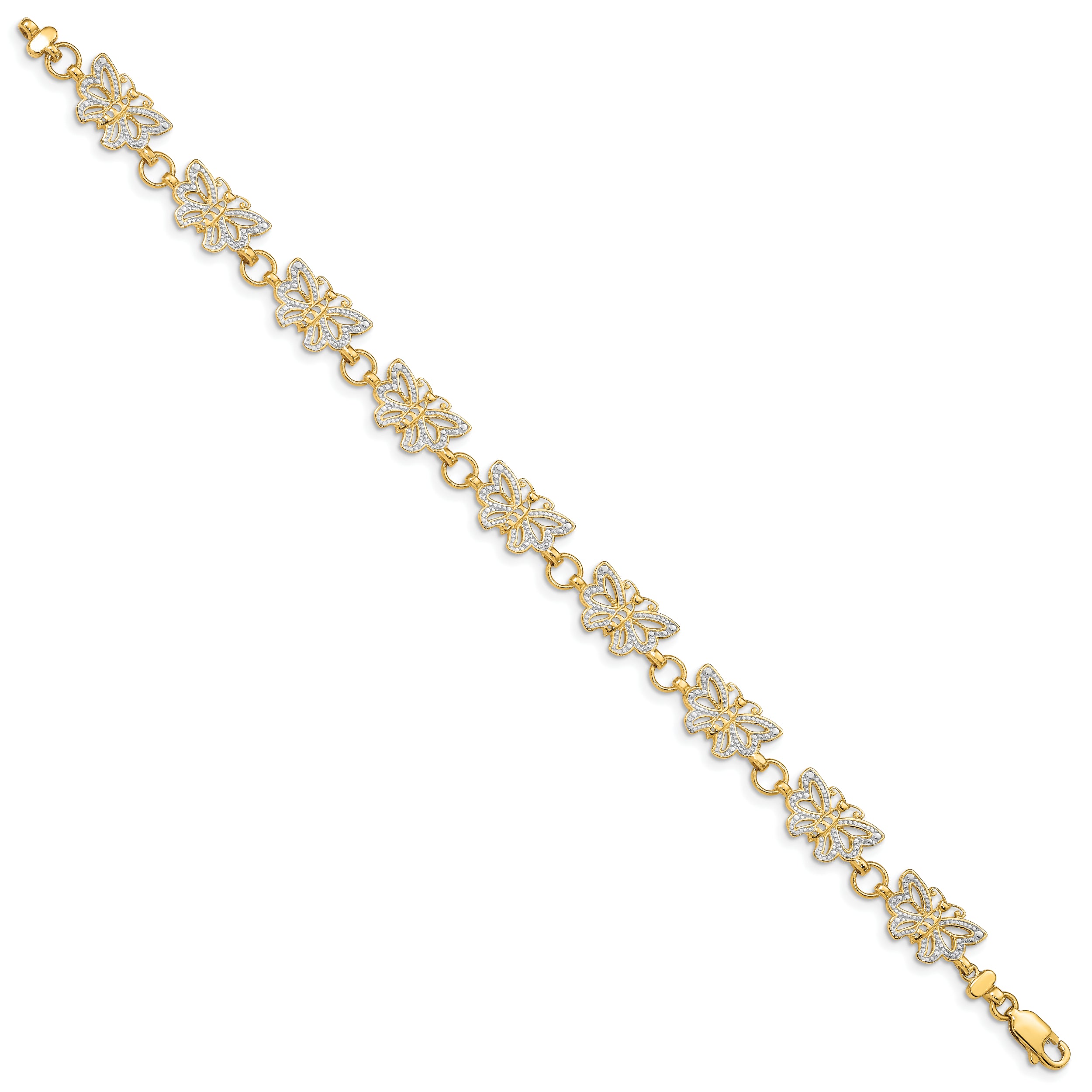 14k w/Rhodium Butterfly Bracelet