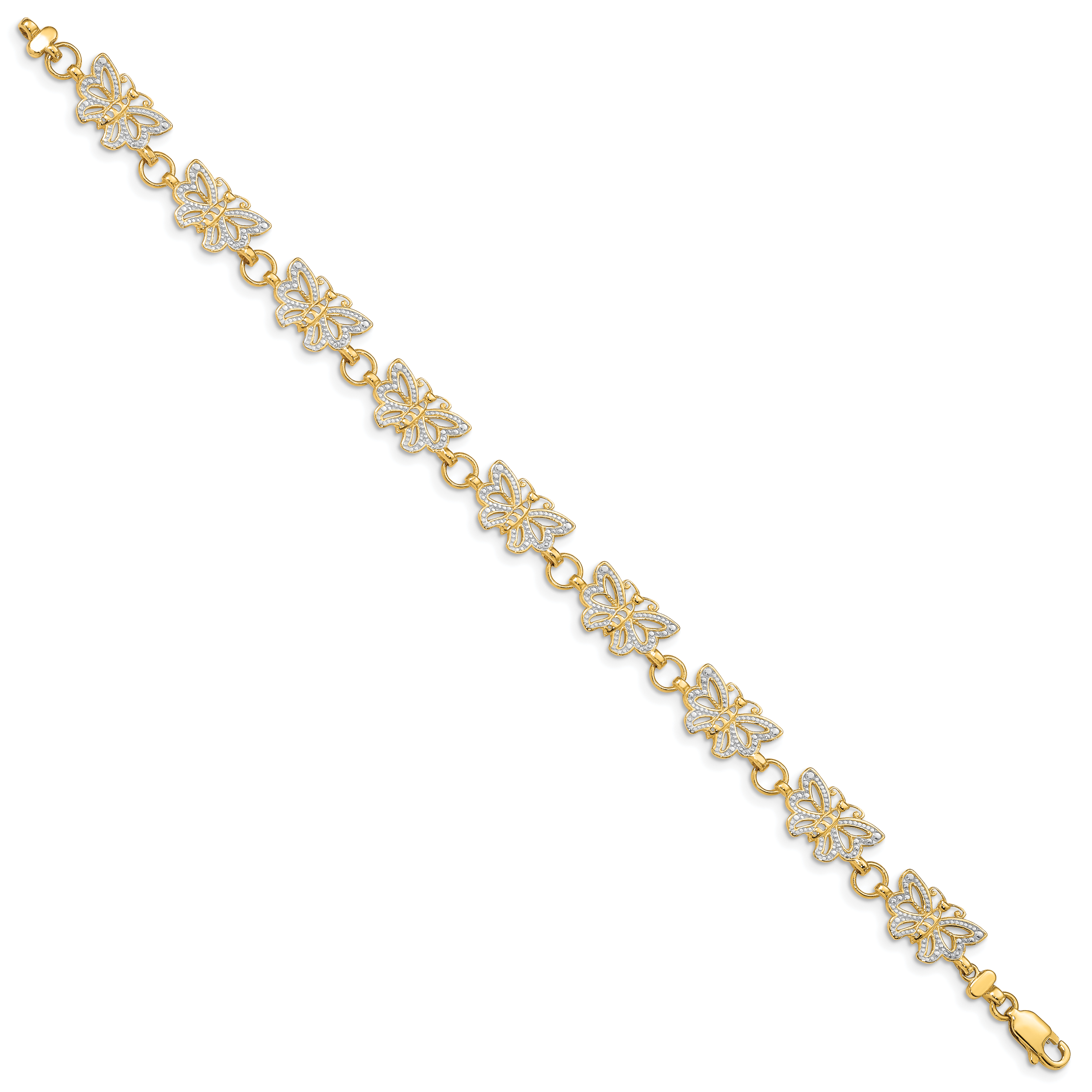 14k w/Rhodium Butterfly Bracelet