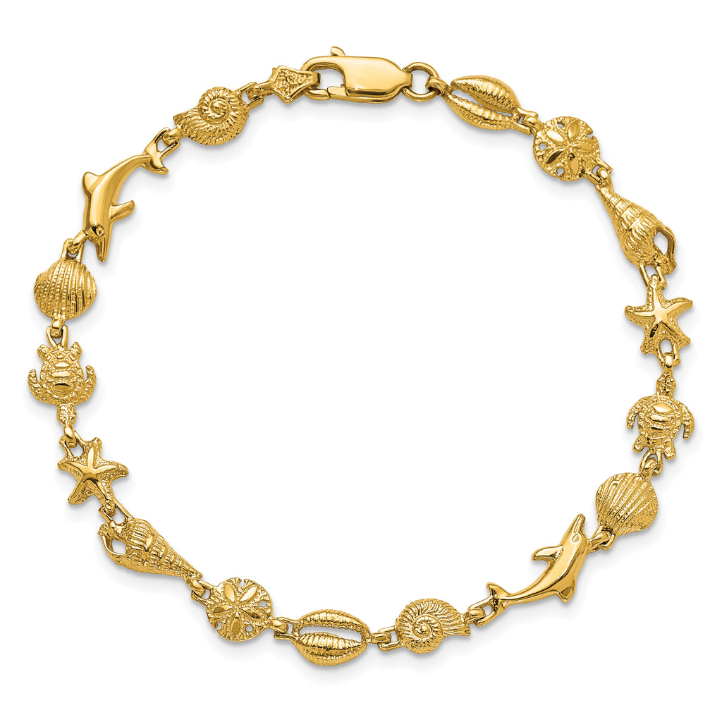14k Seashell Theme Bracelet