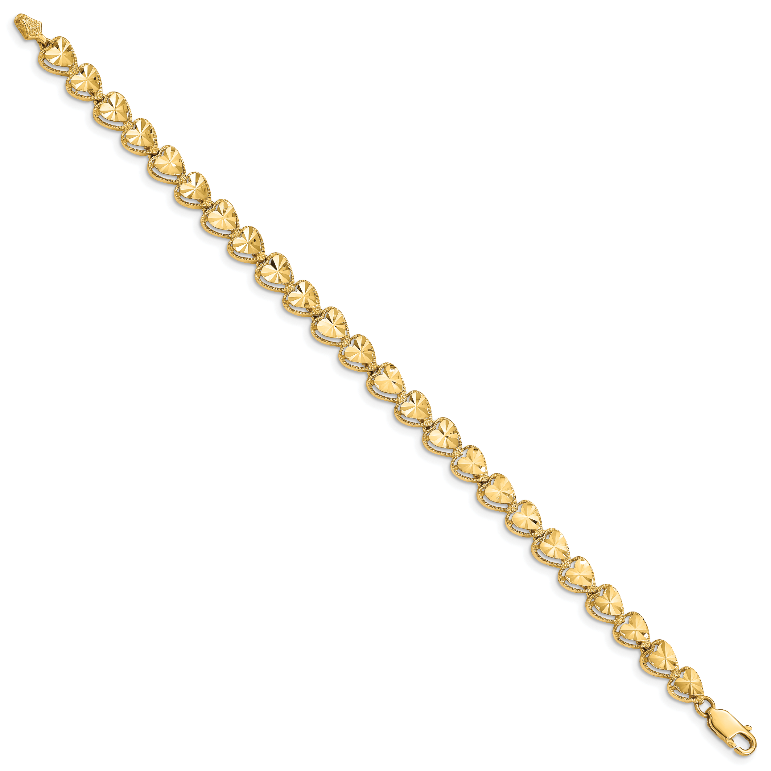 14K Diamond Cut Heart Bracelet Secondary image