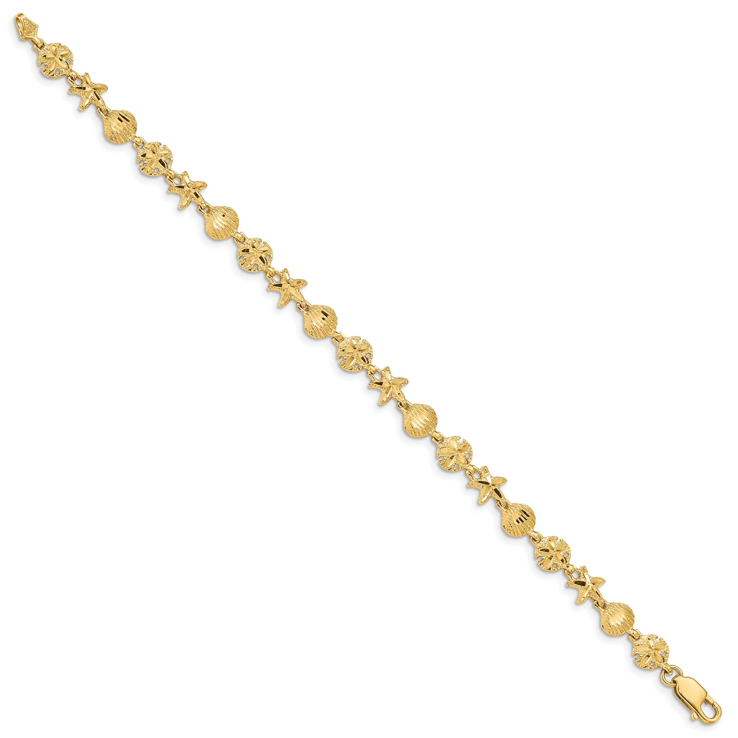 14K Starfish, Sand Dollar and Shell Bracelet Secondary image