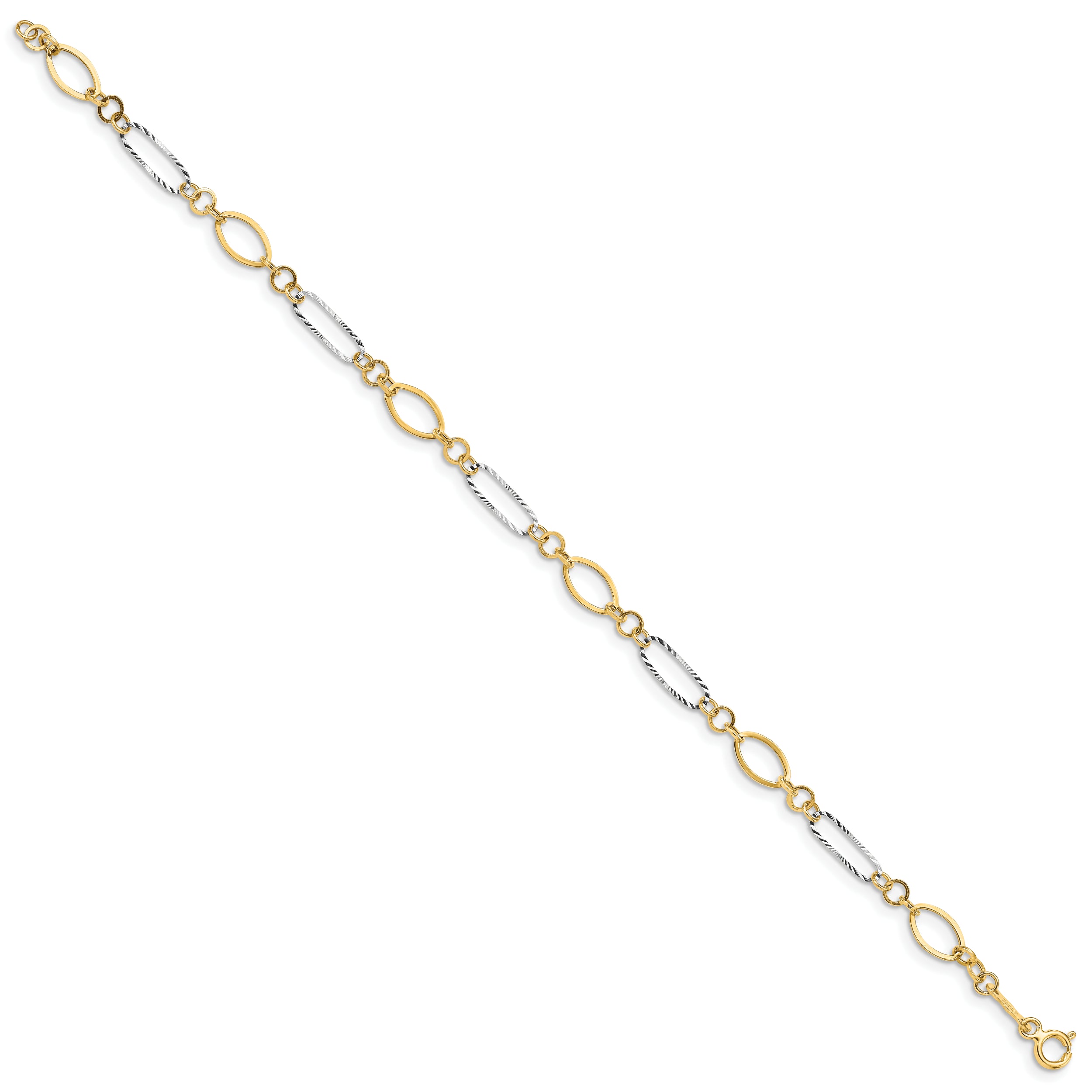 14k Two-tone Oval Link Bracelet - 7.25