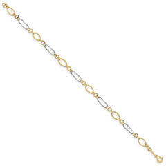 14k Two-tone Oval Link Bracelet - 7.25