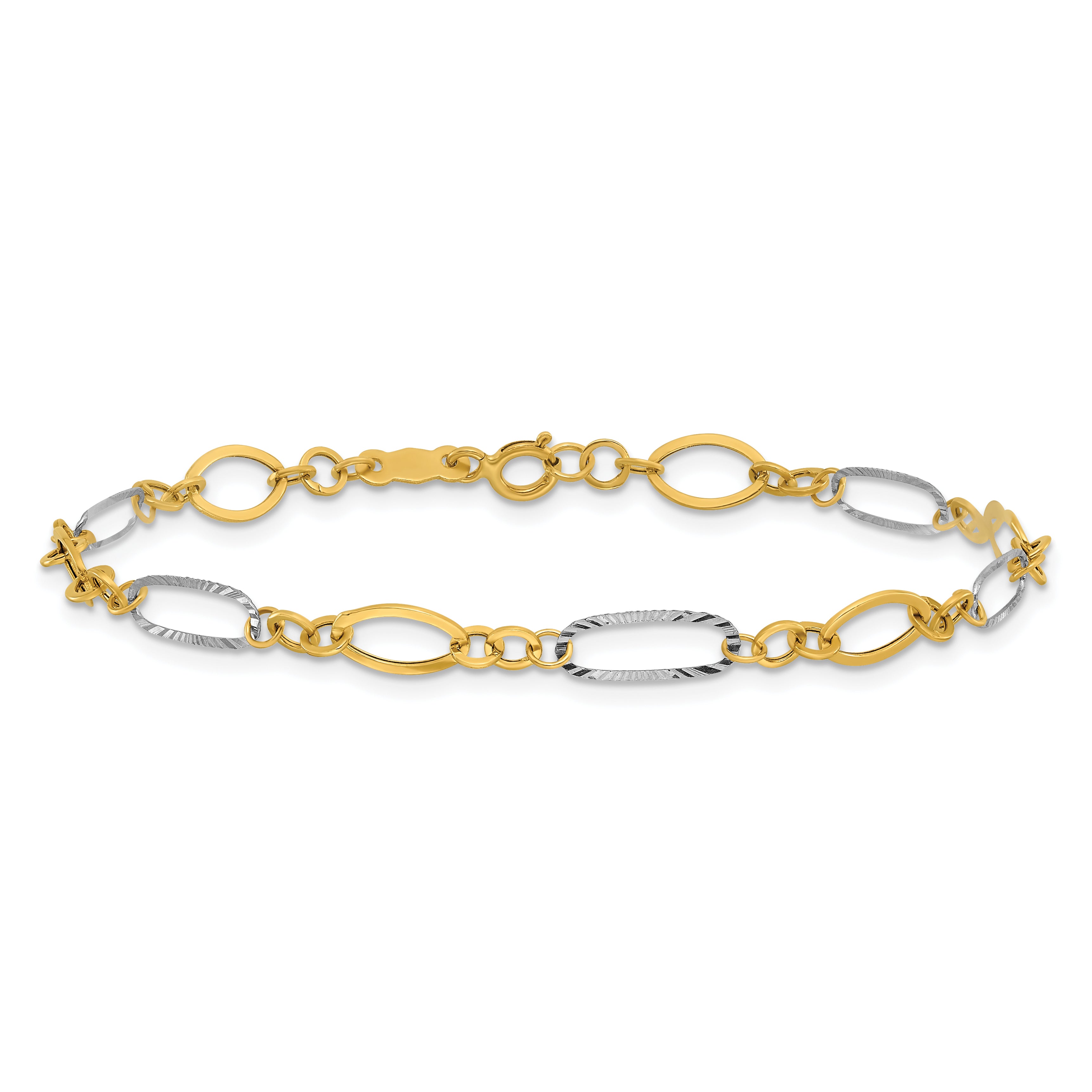 14k Two-tone Oval Link Bracelet - 7.25