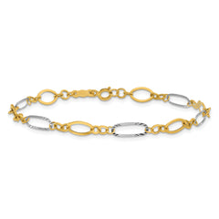 14k Two-tone Oval Link Bracelet - 7.25