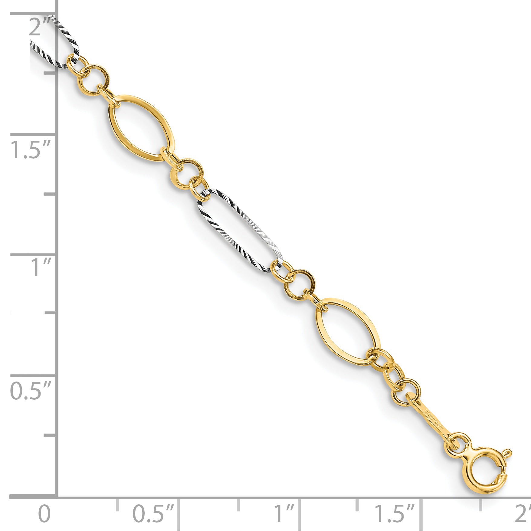 14k Two-tone Oval Link Bracelet - 7.25