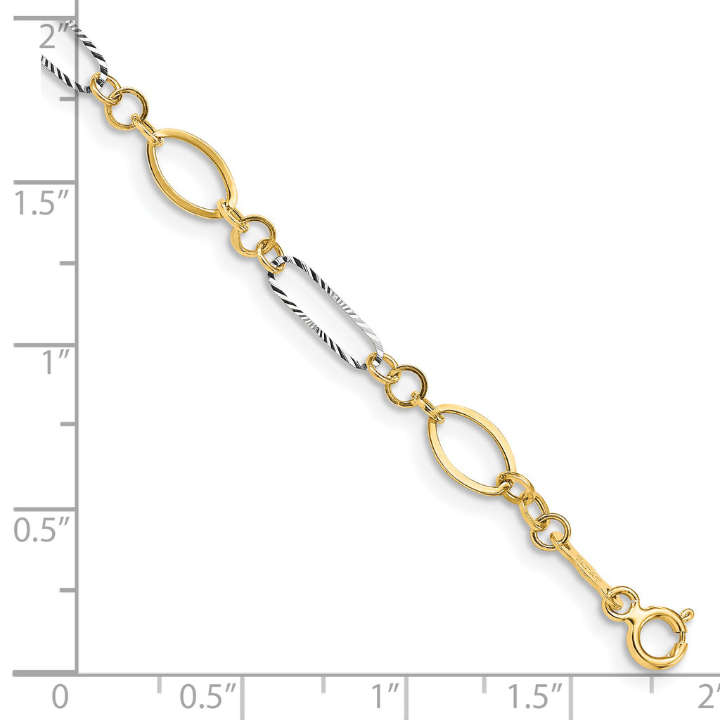 14k Two-tone Oval Link Bracelet