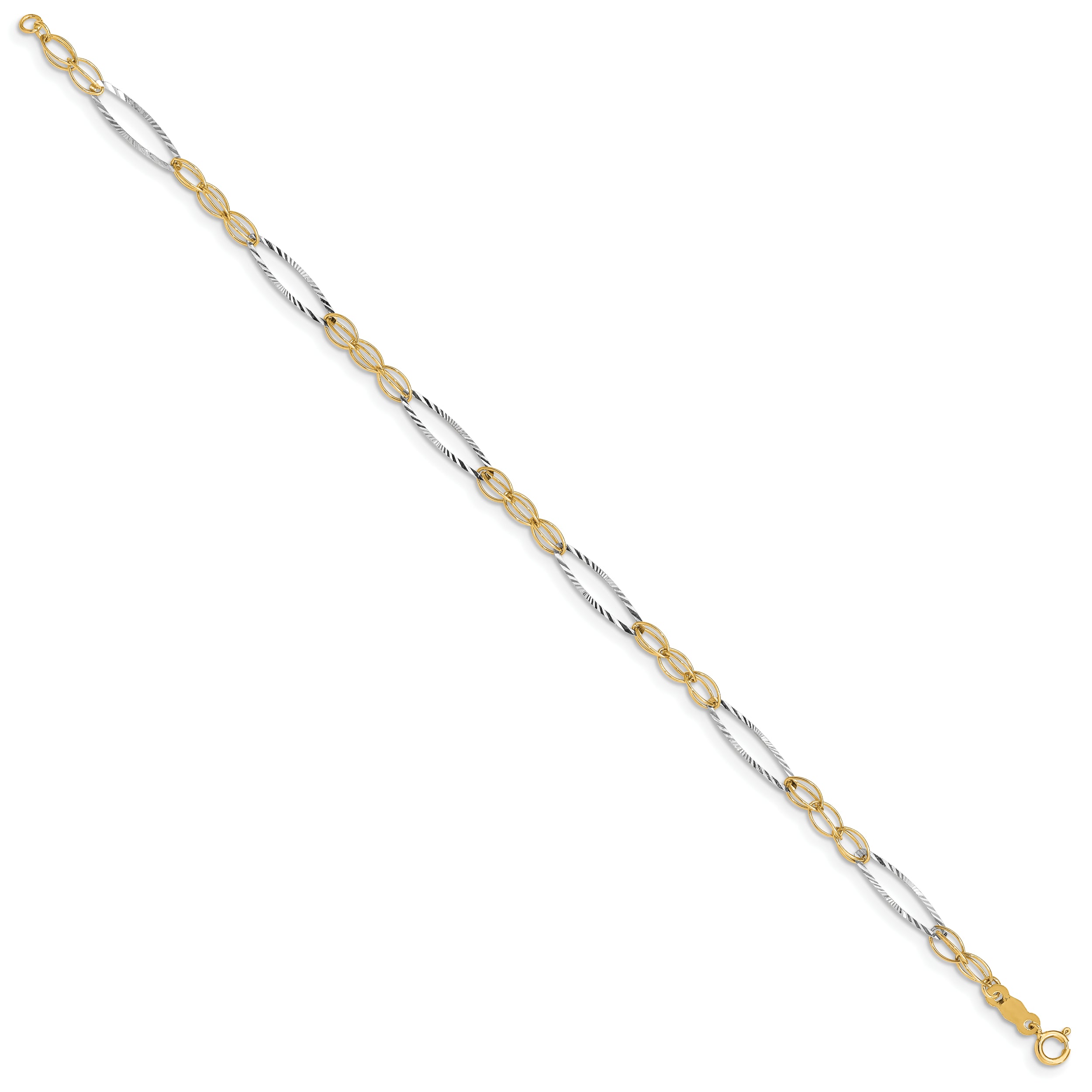 14k Two-tone Oval Design Bracelet - 7.25