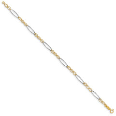 14k Two-tone Oval Design Bracelet - 7.25