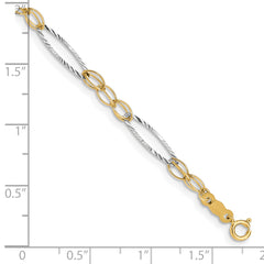 14k Two-tone Oval Design Bracelet - 7.25