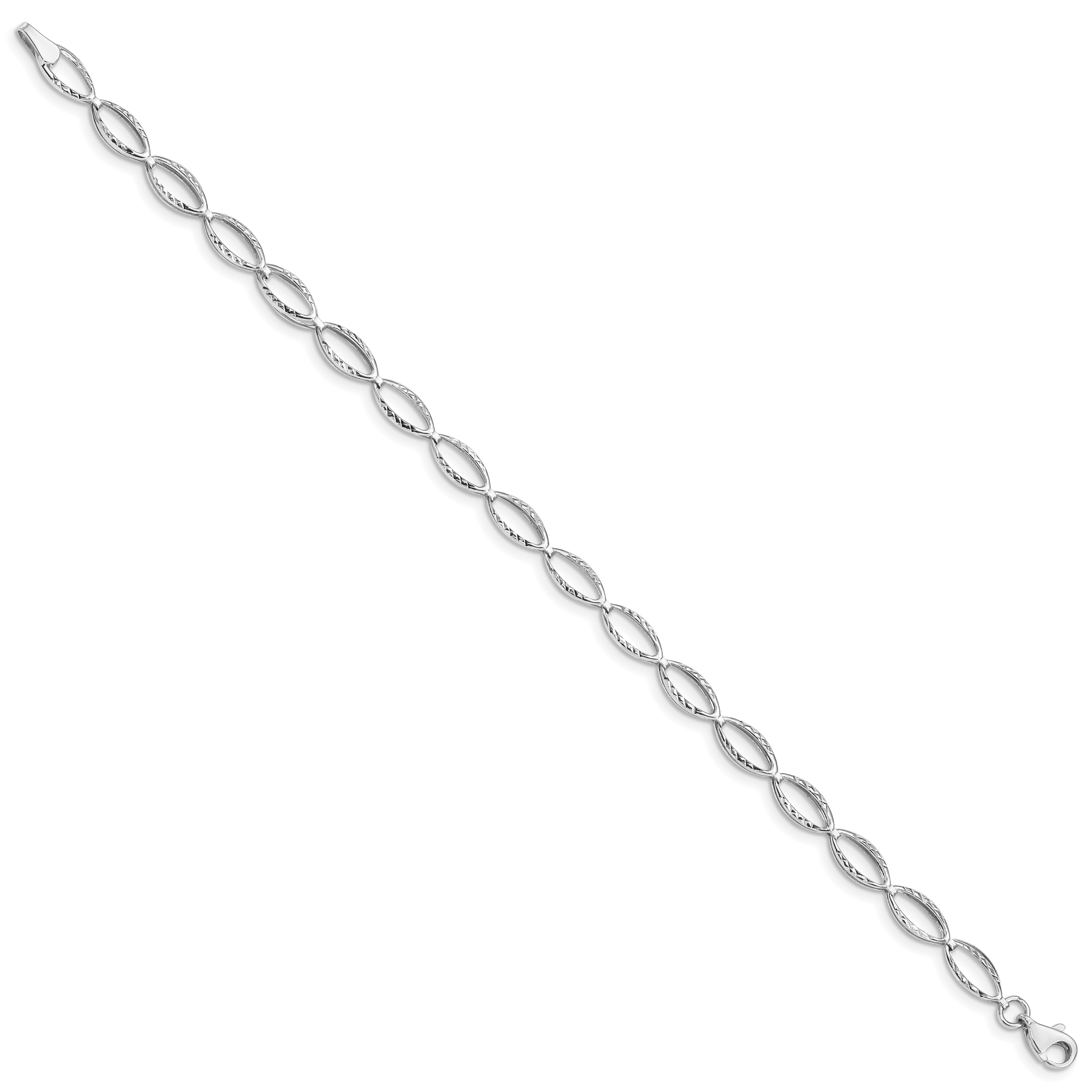 14k White Gold Polished Oval Link Bracelet Secondary image
