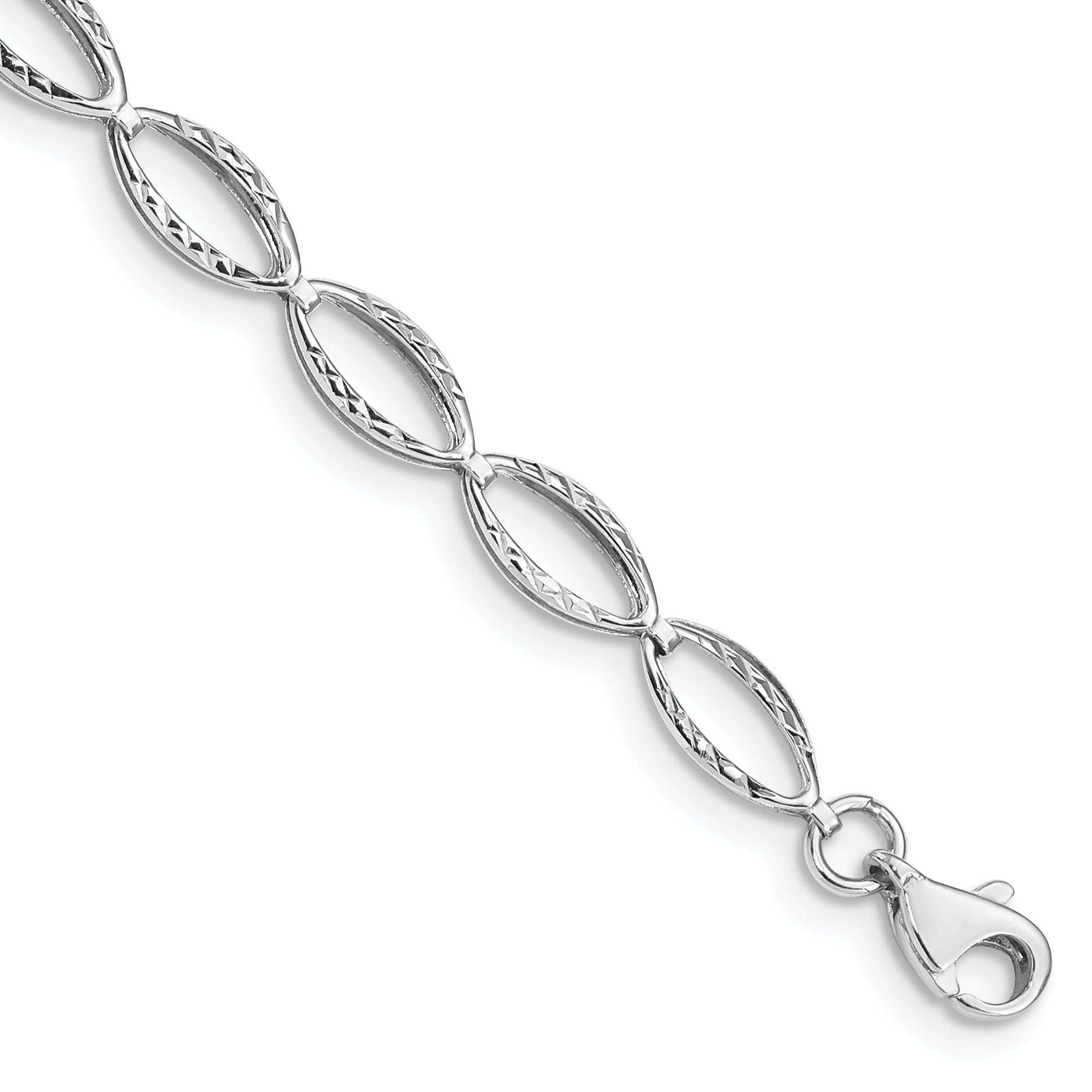 14k White Gold Polished Oval Link Bracelet Main image