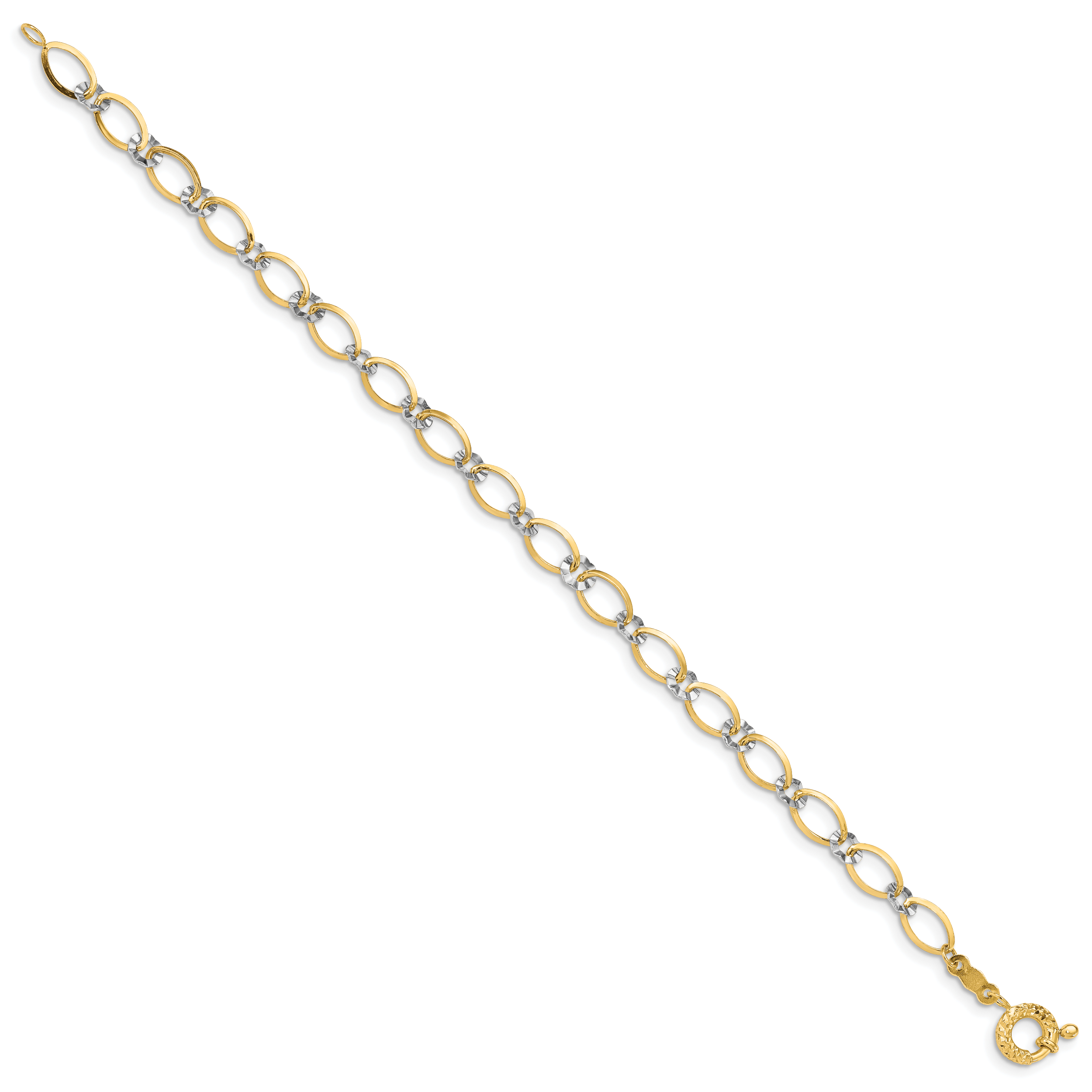 14K Two-tone Oval and Diamond Cut Circle Bracelet Secondary image