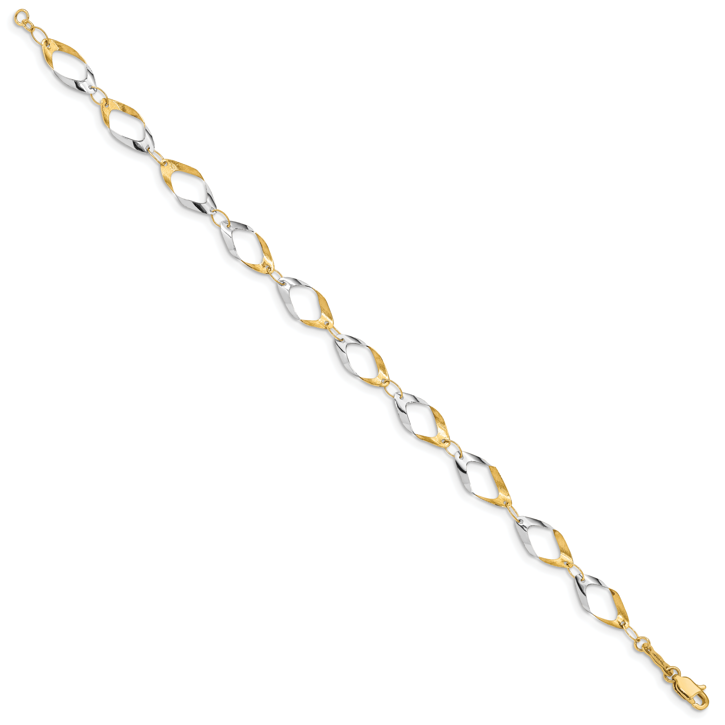 14K and White Rhodium Oval Link Chain Bracelet Secondary image