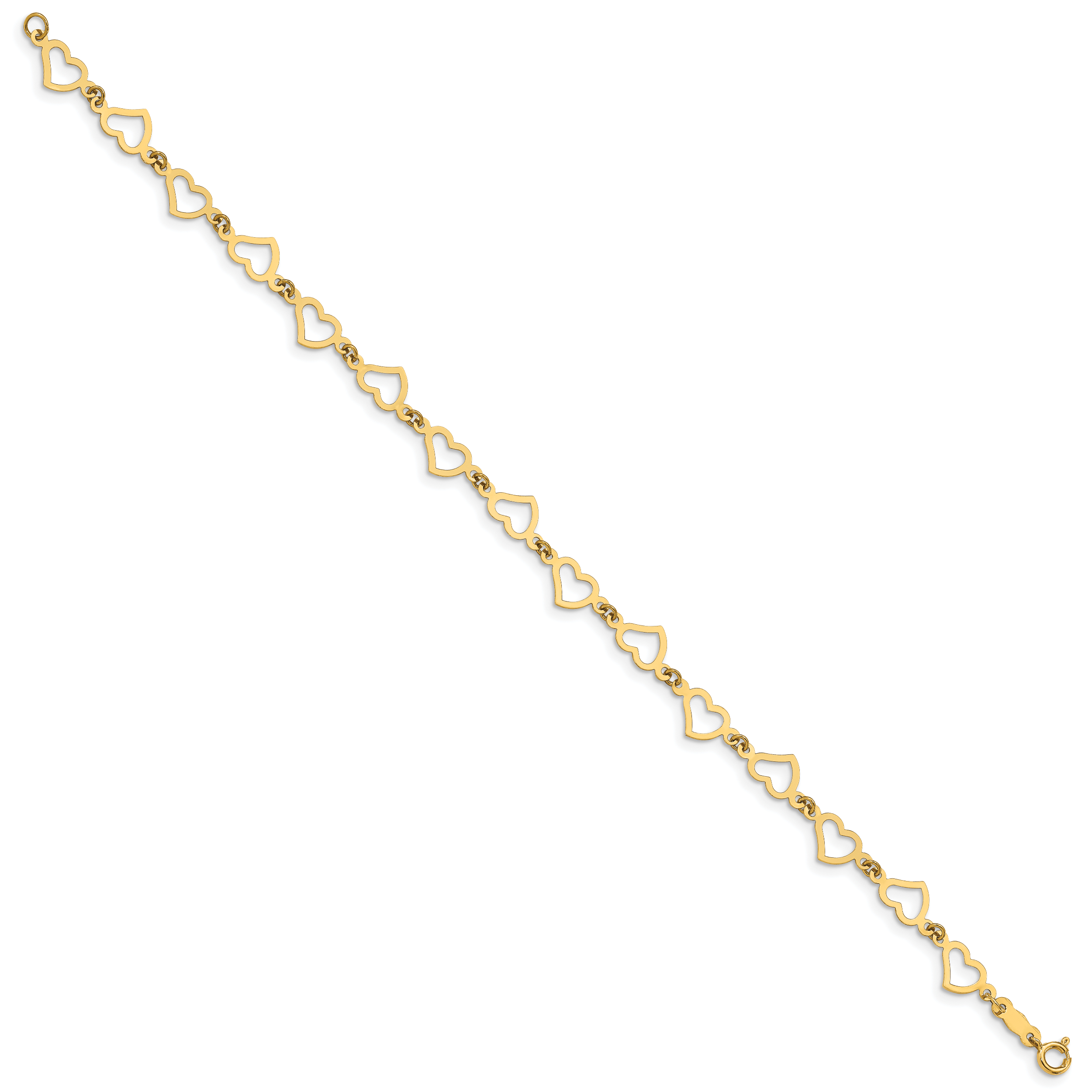 14K Flat Open Hearts Bracelet