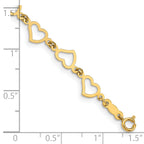 14K Flat Open Hearts Bracelet