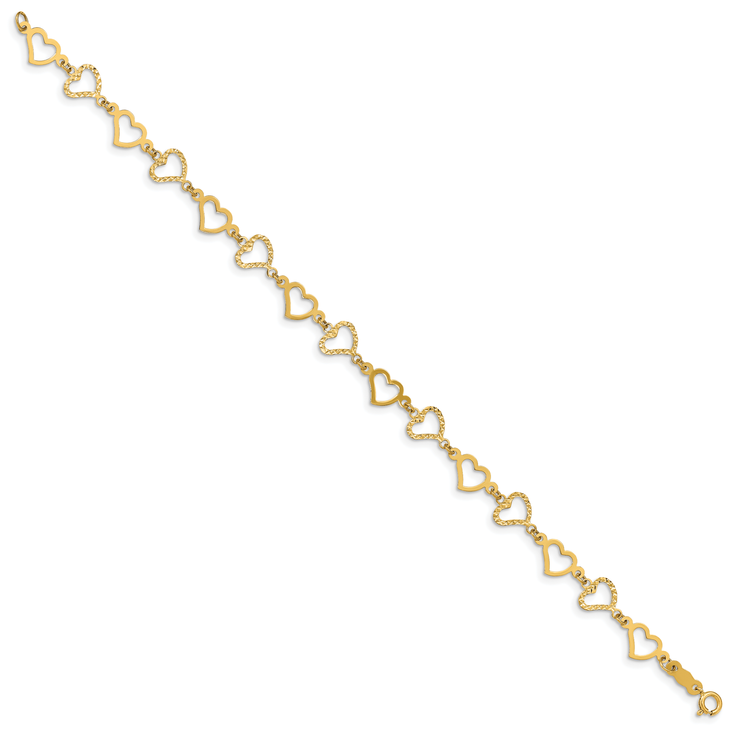 14K Flat Diamond Cut Open Hearts Bracelet Secondary image