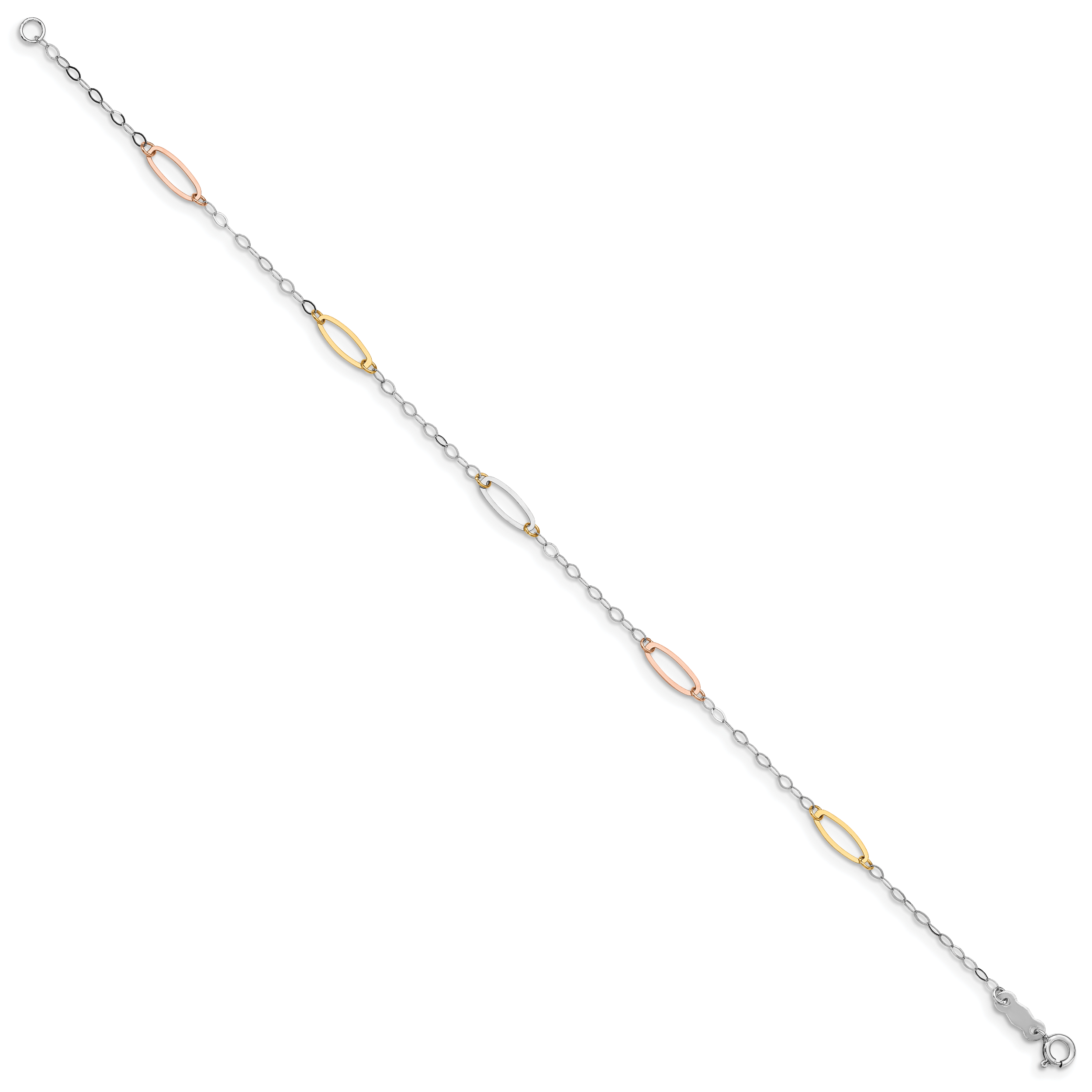 14K Tri-color Oval Link Bracelet Secondary image