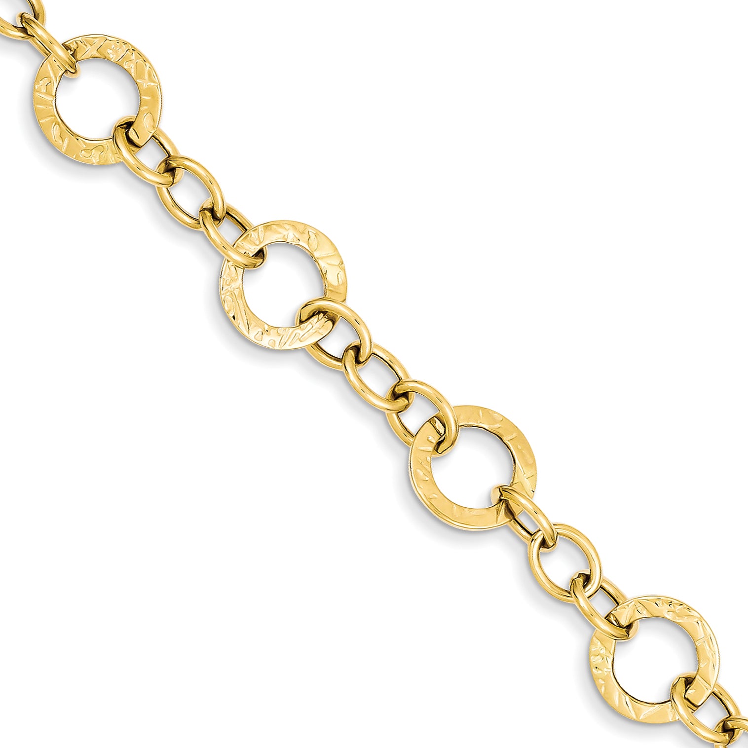 14K Polished and Textured Fancy Link Bracelet Main image