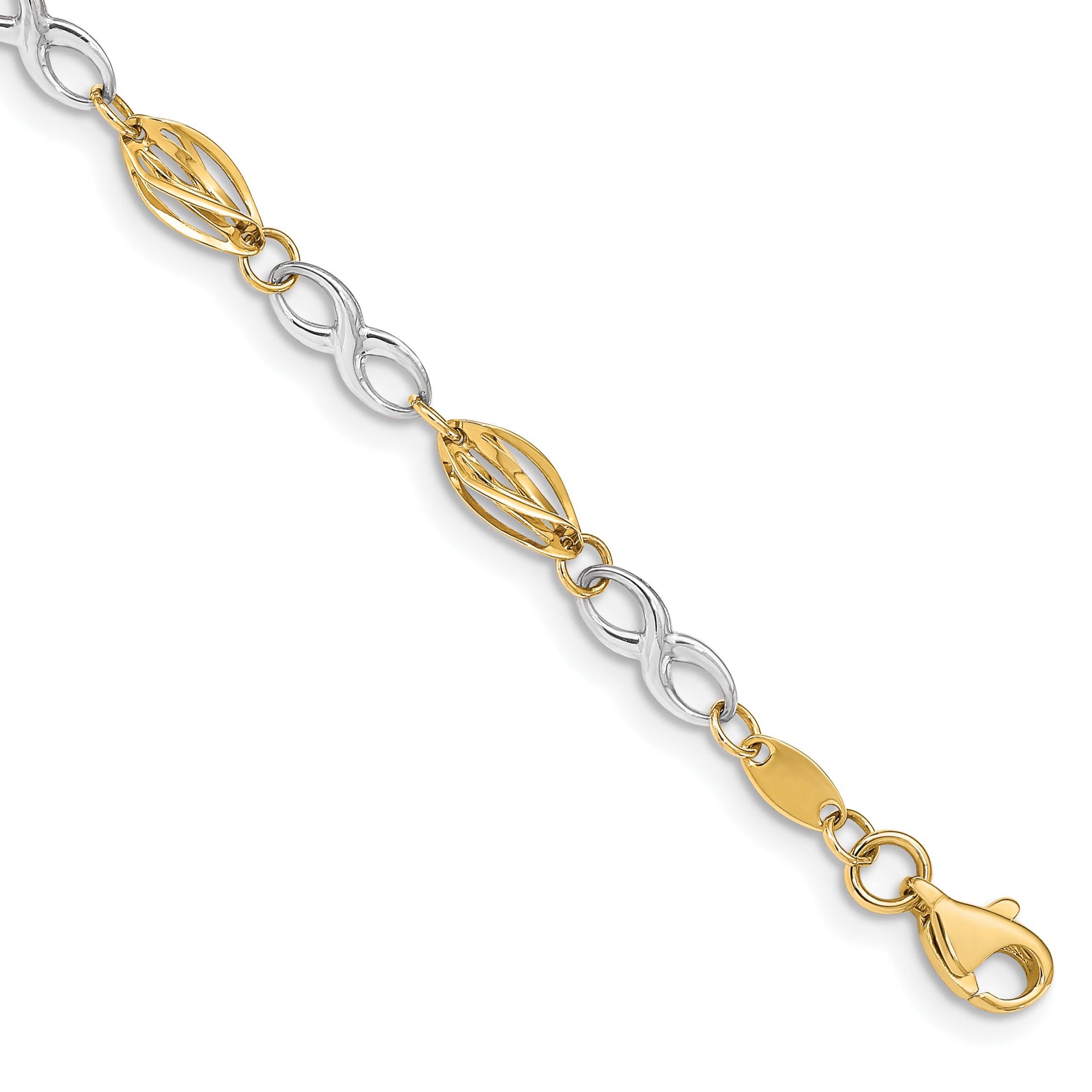 14K Two-Tone Polished Infinity Symbol 7.5in Bracelet Main image