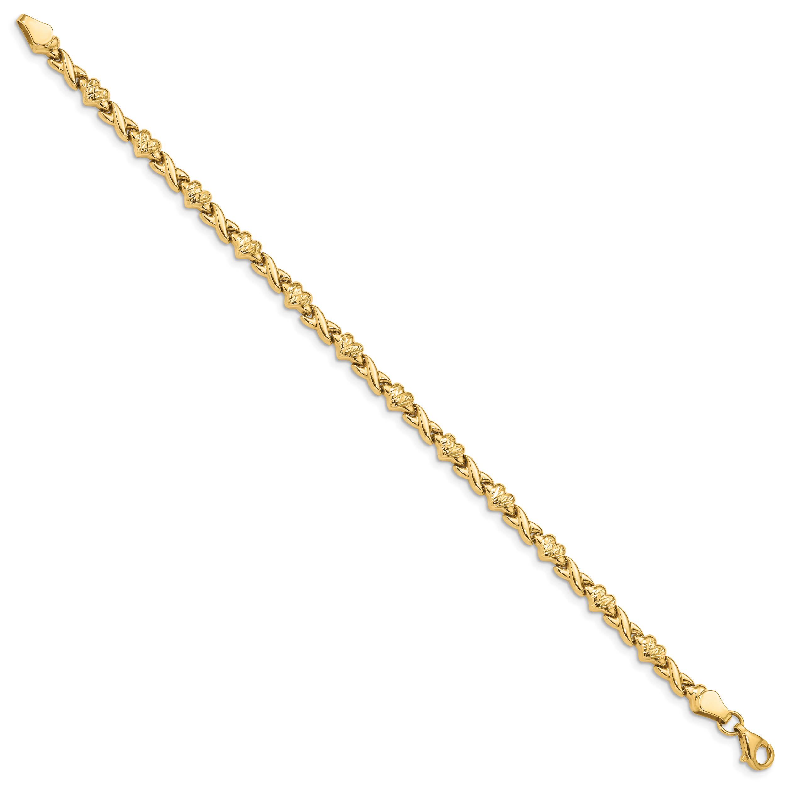 14k Polished D/C Heart 7in Bracelet Secondary image