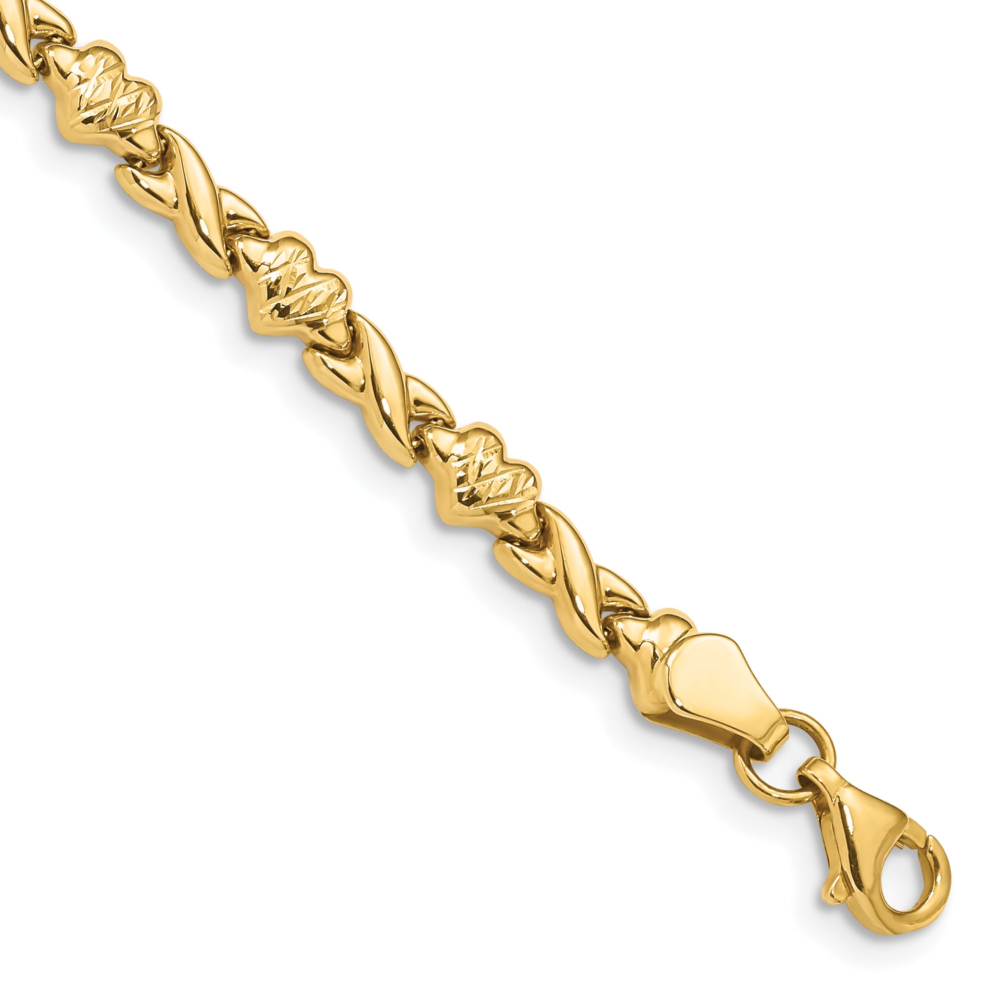 14k Polished D/C Heart 7in Bracelet Main image