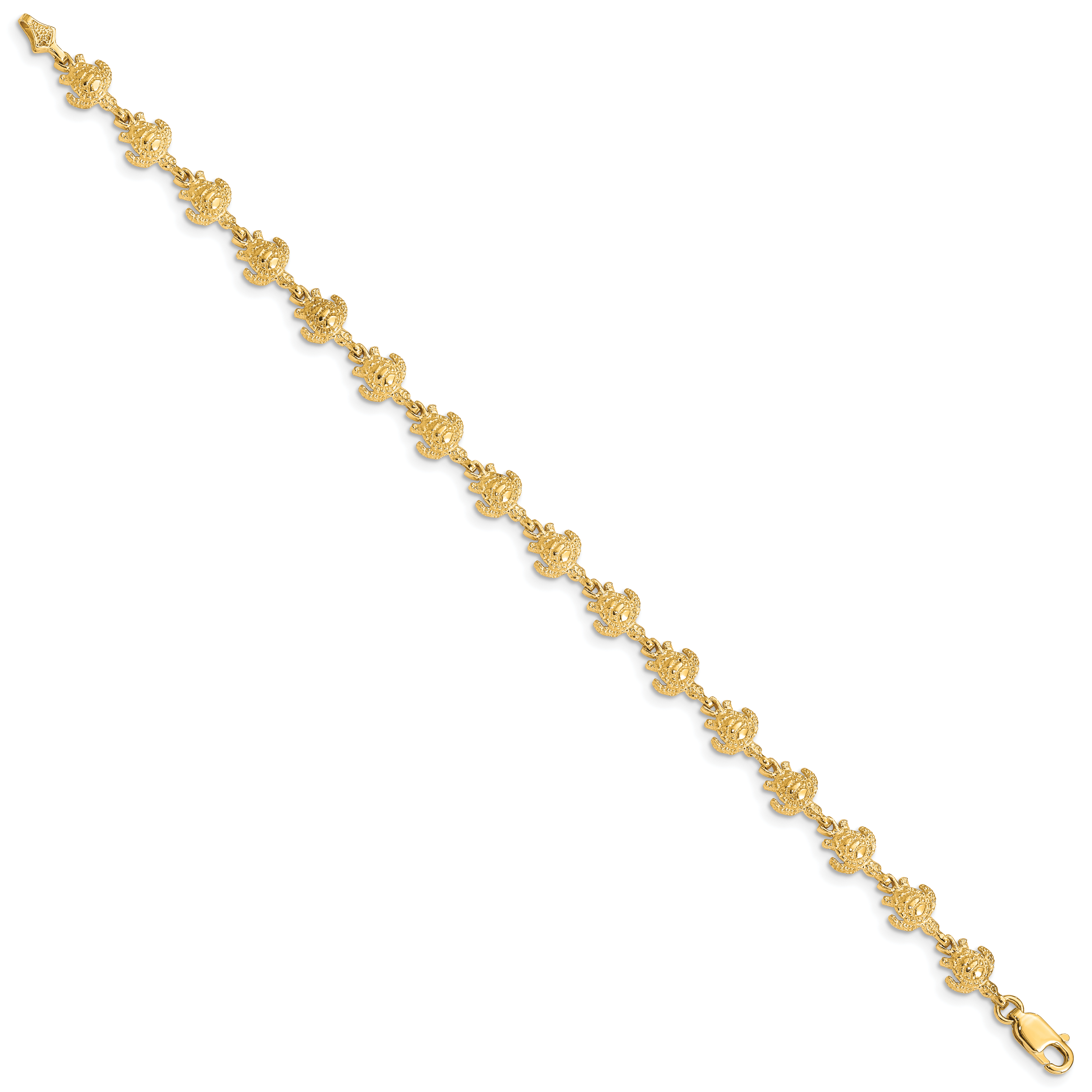 14K Gold Polished and Textured Turtle Bracelet
