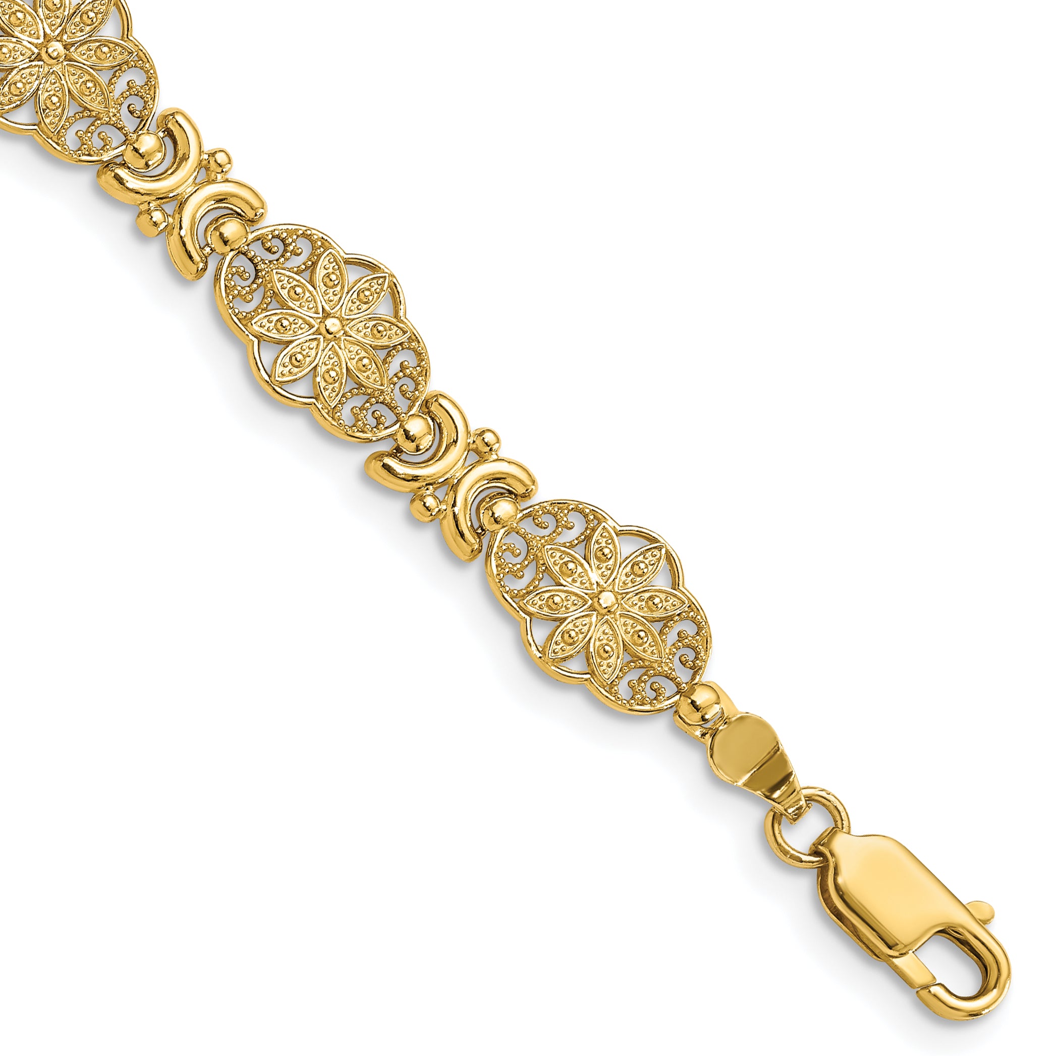 14K Fancy Floral Link Bracelet Main image