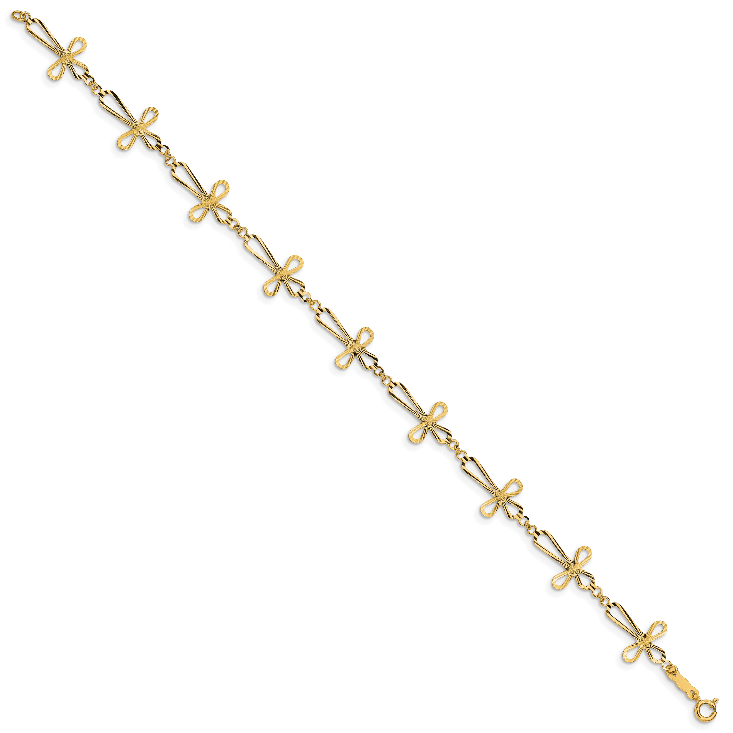 14K Diamond Cut Open Cross Bracelet Secondary image