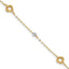 14k Two-tone Love Knots on Small Heart Link Bracelet