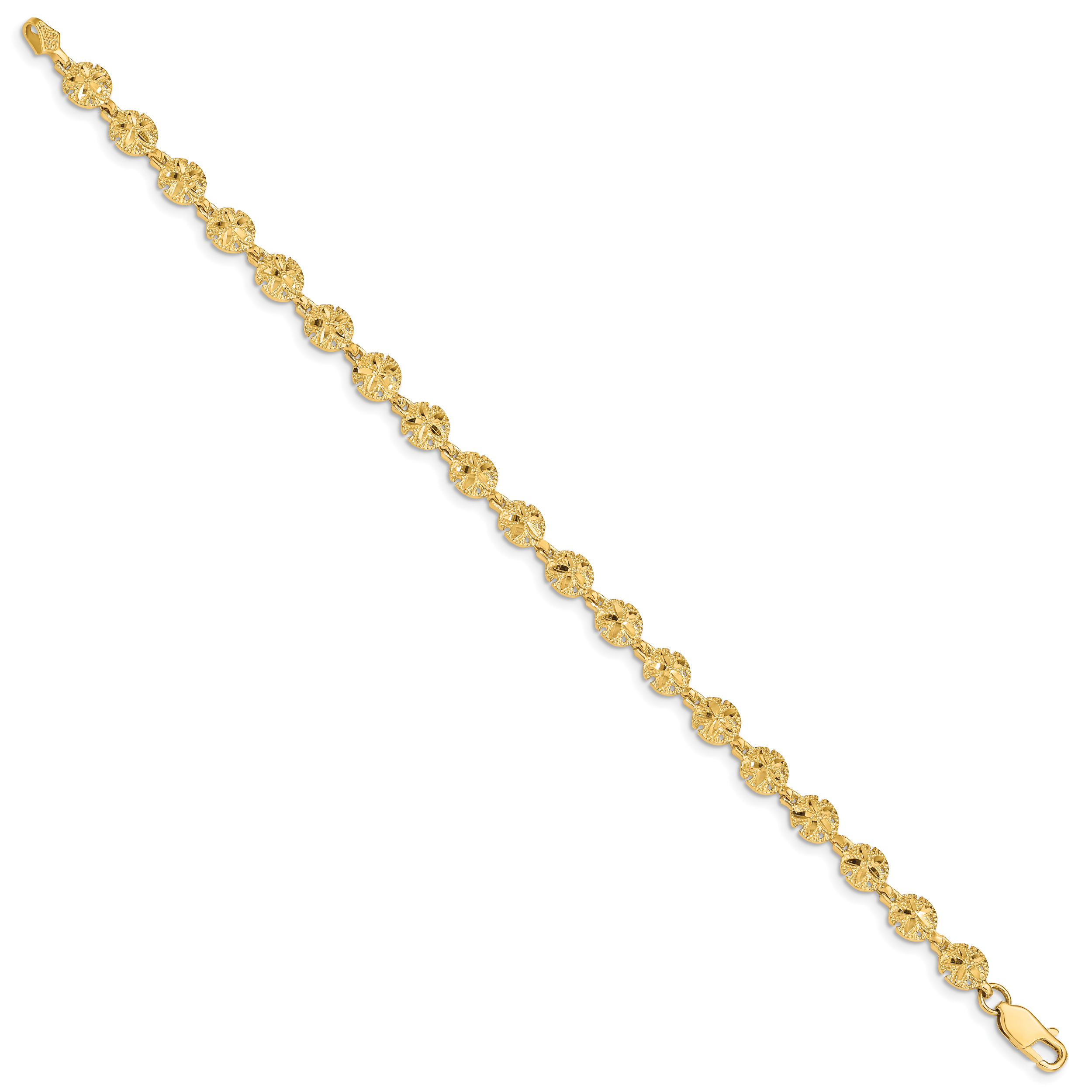 14k Polished and Textured Sand Dollar 7.25 inch Bracelet Secondary image