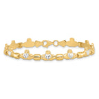 14K w/ Rhodium D/C Claddagh Polished Link Bracelet