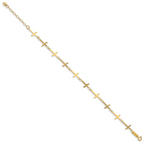 14k Polished Diamond-cut Crosses w/1in. Ext. Bracelet
