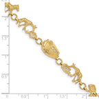 14k Polished and Textured Noah's Ark 7 inch Bracelet