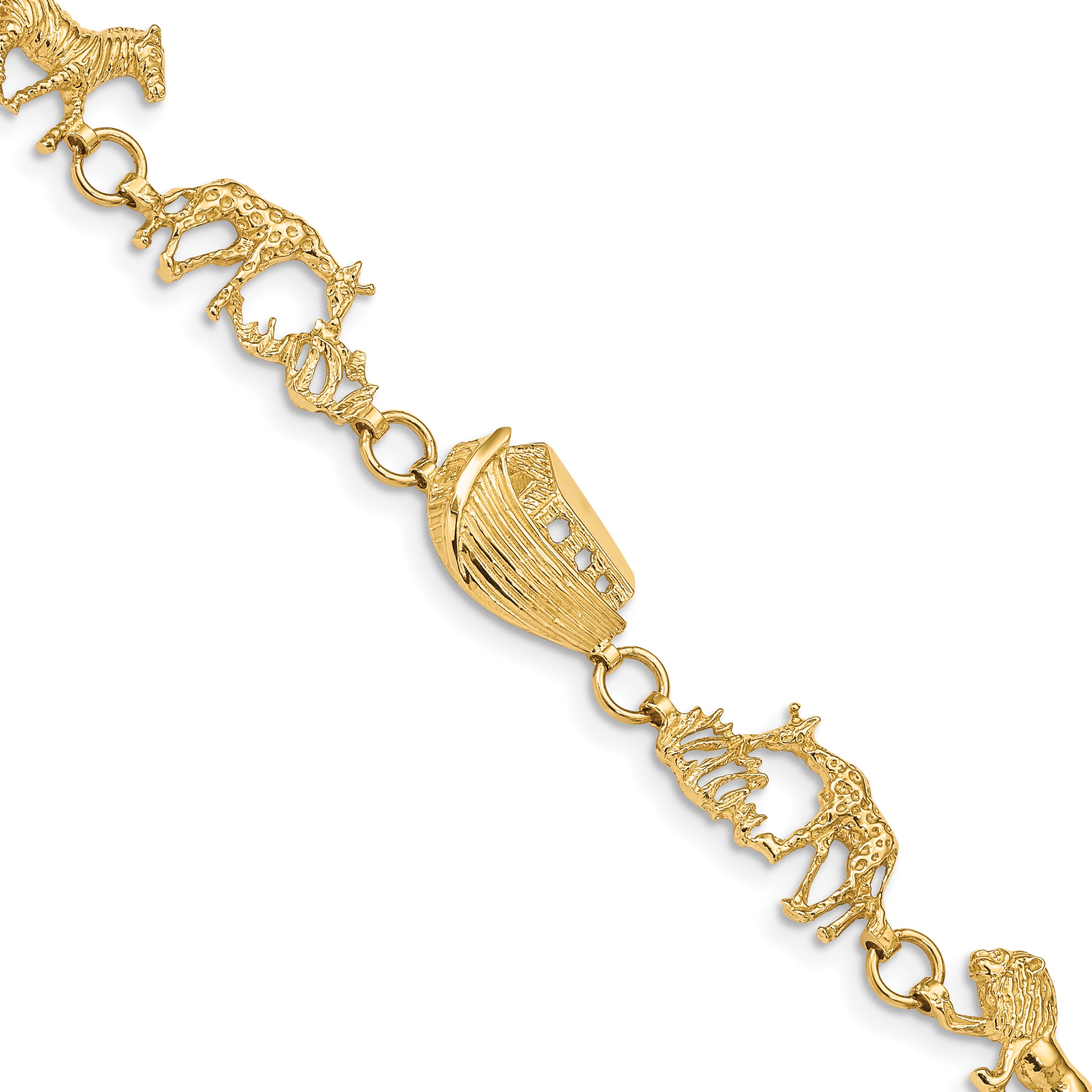 14k Polished and Textured Noah's Ark 7 inch Bracelet Main image