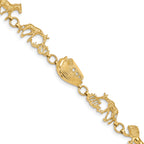 14k Polished and Textured Noah's Ark 7 inch Bracelet