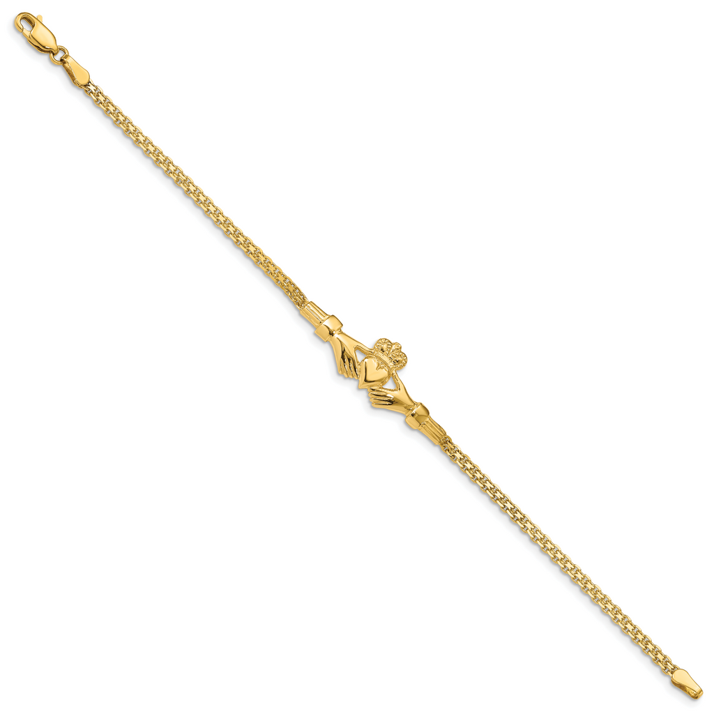 14K Polished Claddagh Bracelet