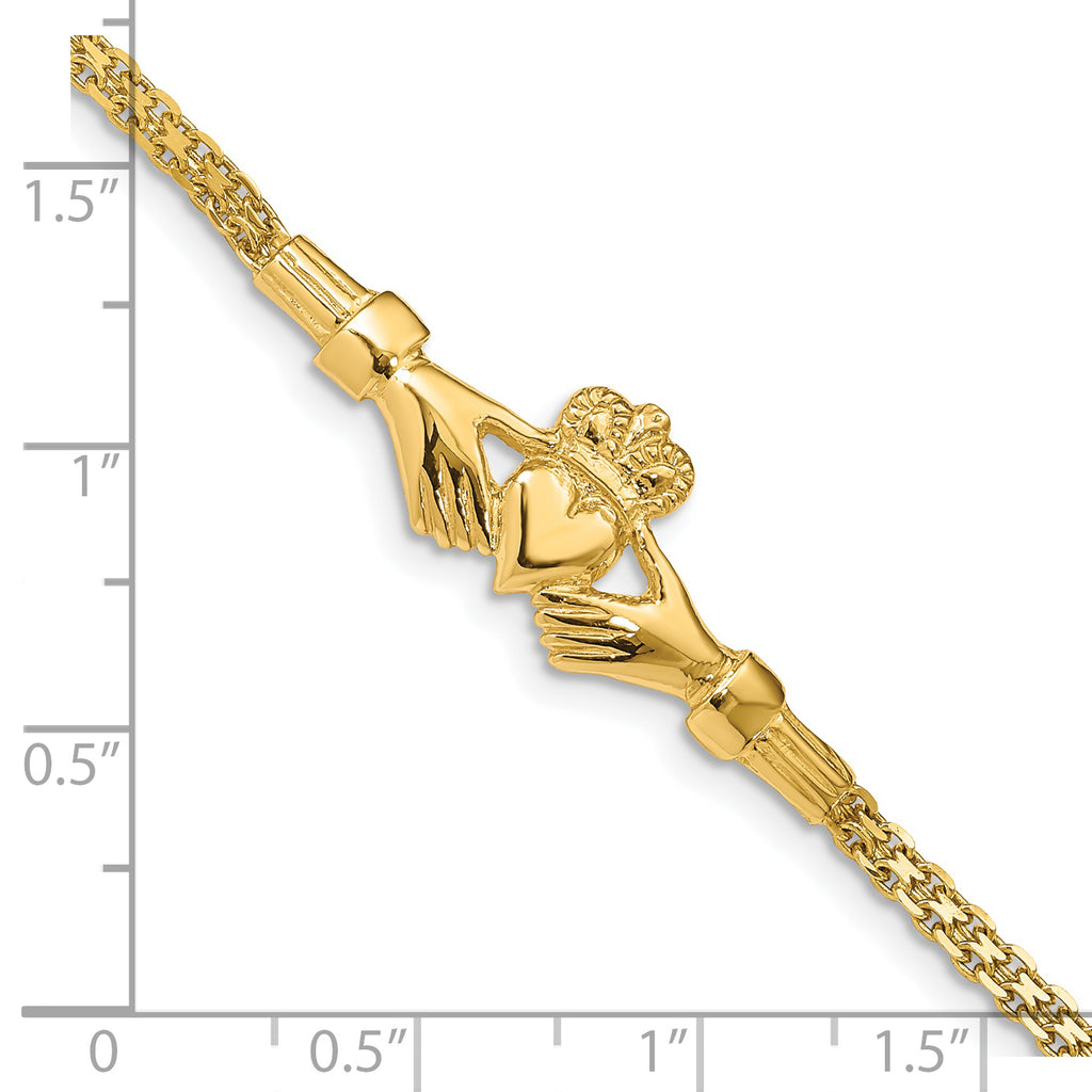 14K Polished Claddagh Bracelet