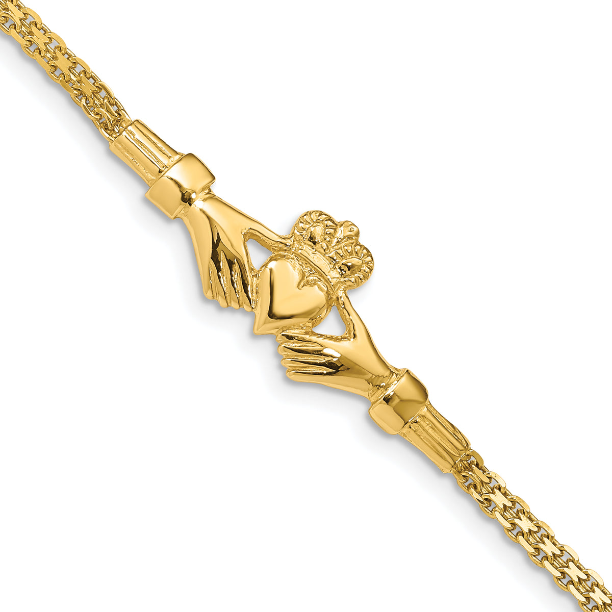 14K Polished Claddagh Bracelet