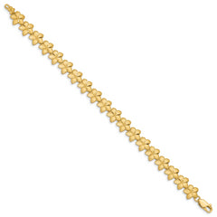 14K Brushed & D/C Plumeria Bracelet - 7.25