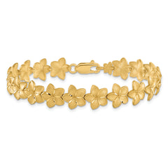 14K Brushed & D/C Plumeria Bracelet - 7.25