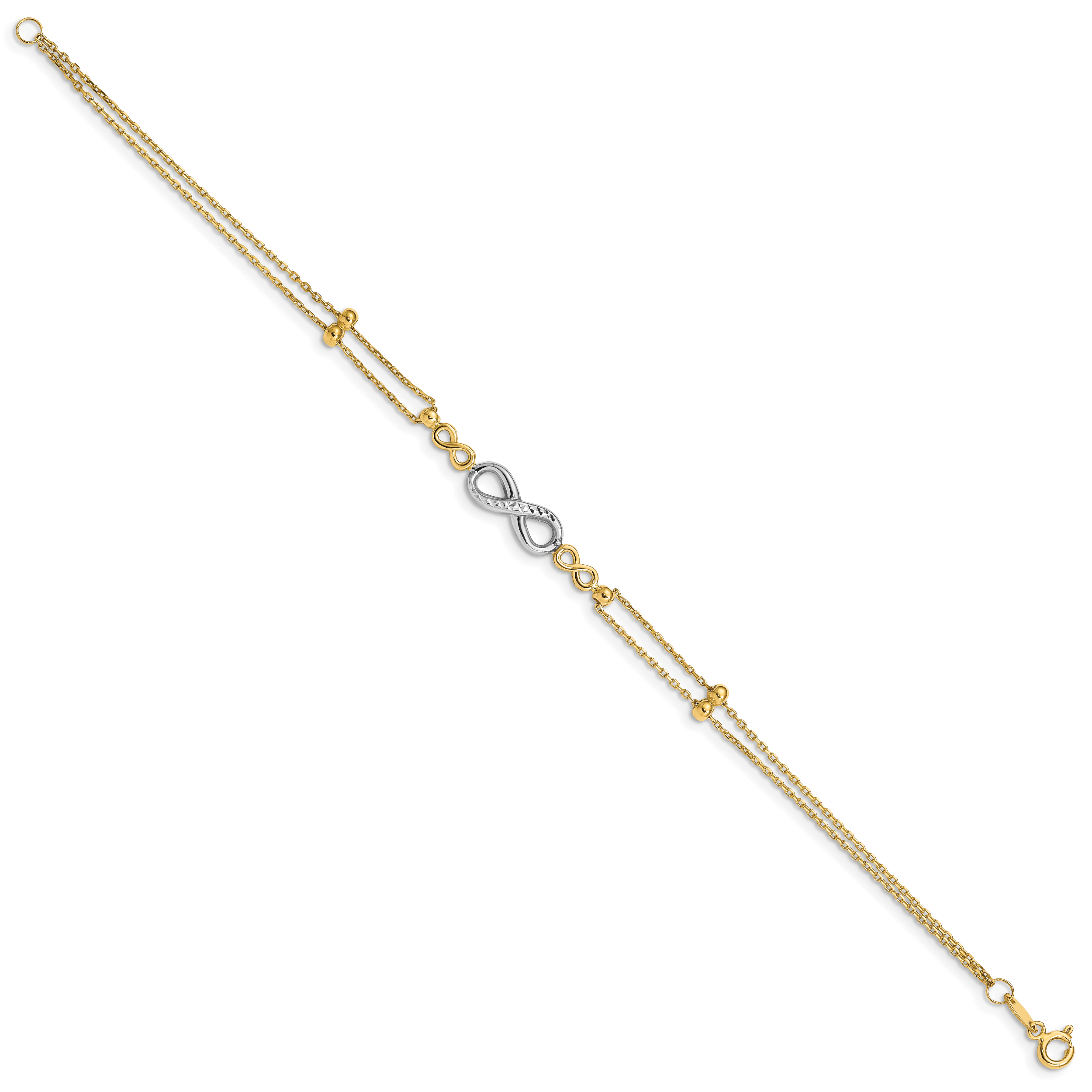 14K Two-tone Polished D/C Multi-Strand Infinity Bracelet Secondary image