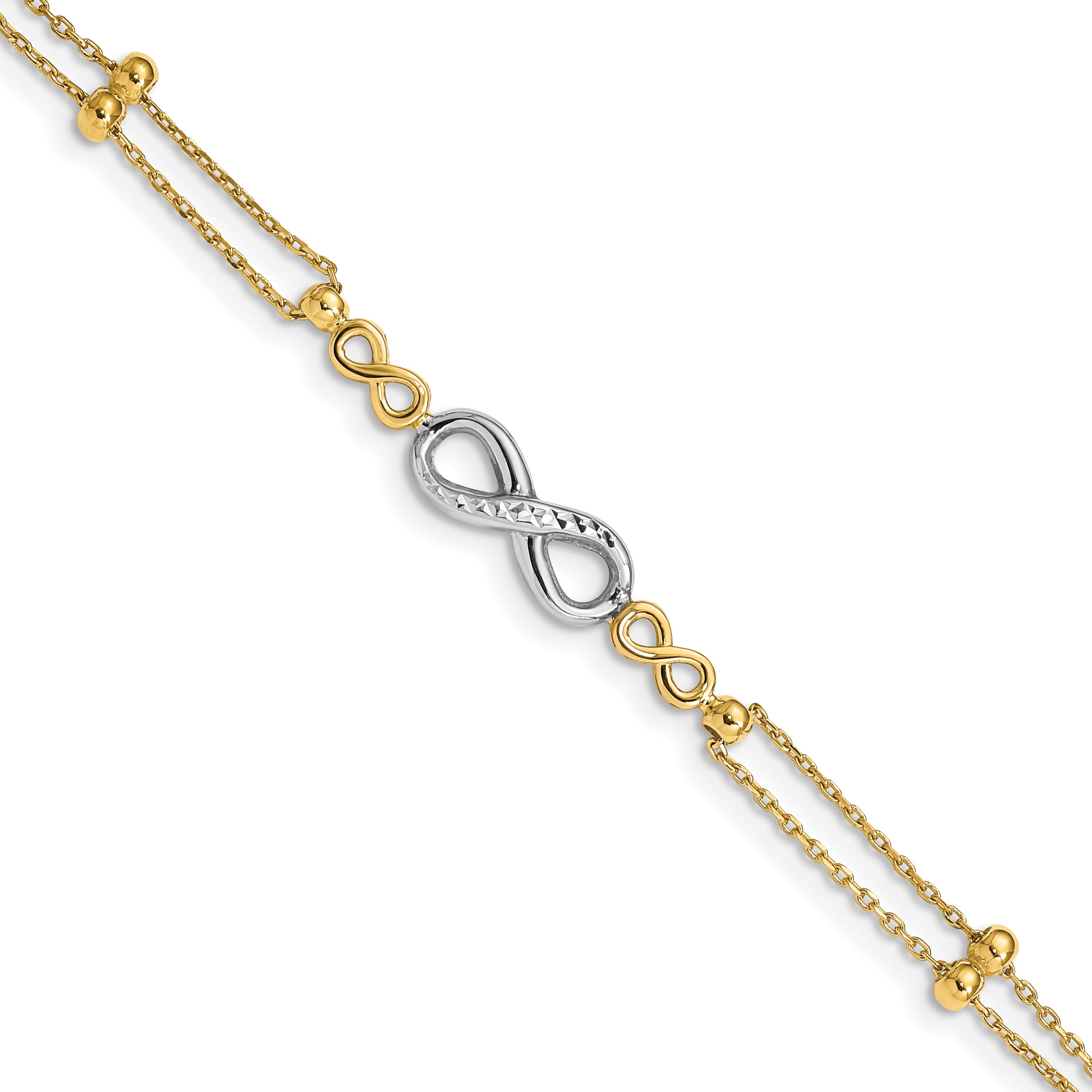 14K Two-tone Polished D/C Multi-Strand Infinity Bracelet Main image