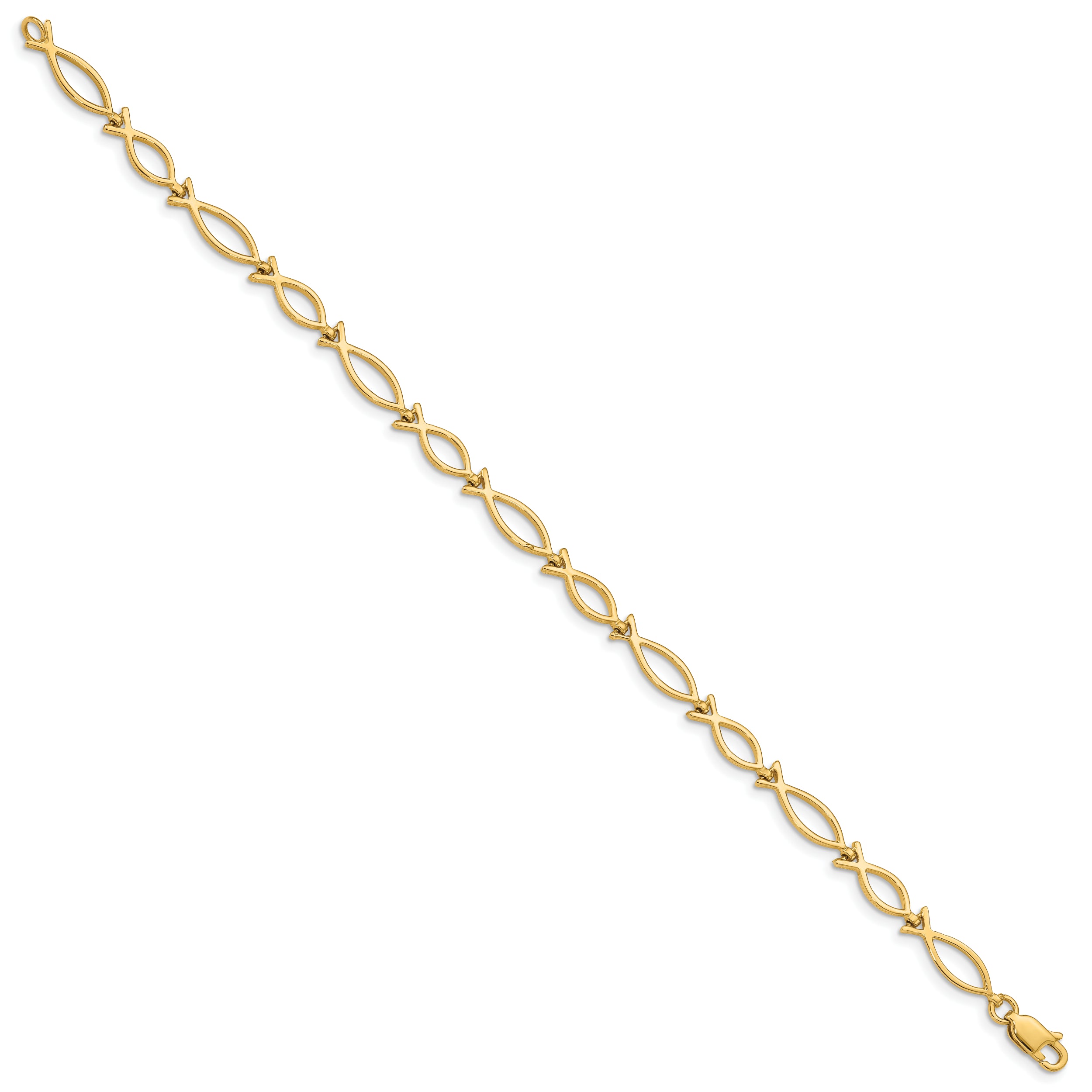 14k 5mm Religious Icthus (Fish) Bracelet - 7