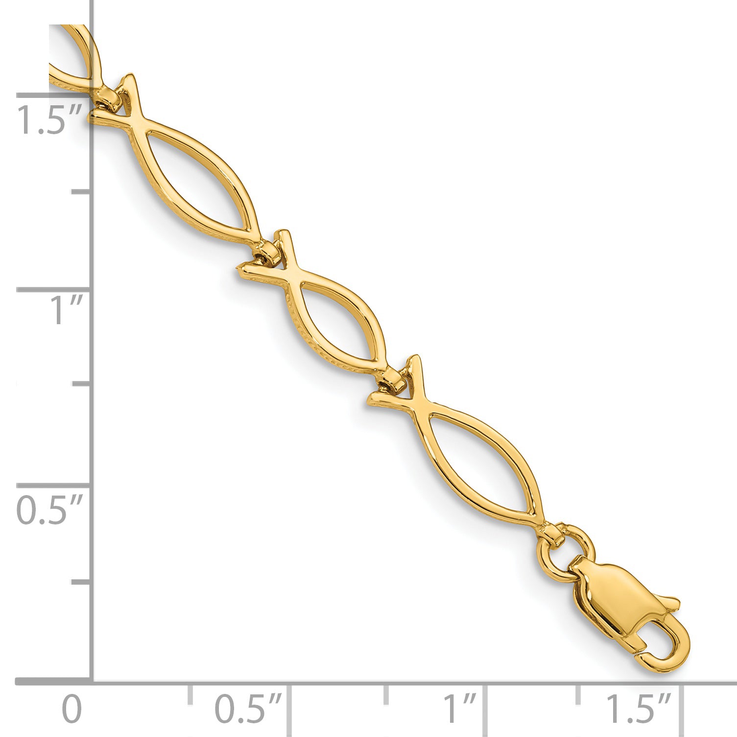 14k 5mm Religious Icthus (Fish) Bracelet - 7
